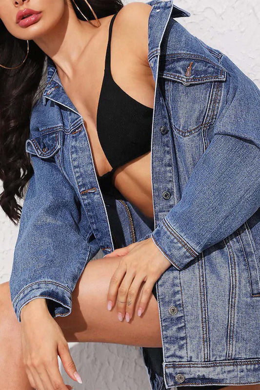 Josefa | Long-sleeved denim jacket with button placket and pockets