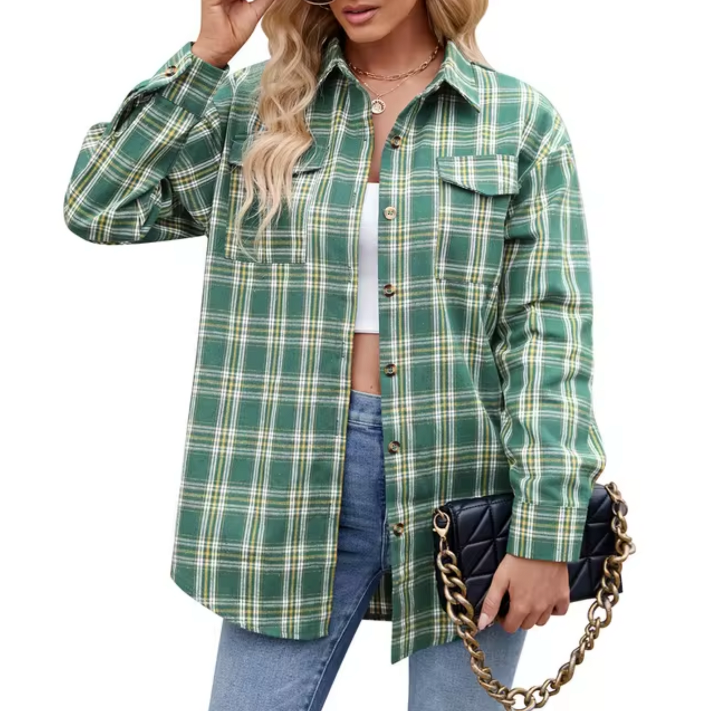 Ella® | Long Sleeve Checkered Shirt