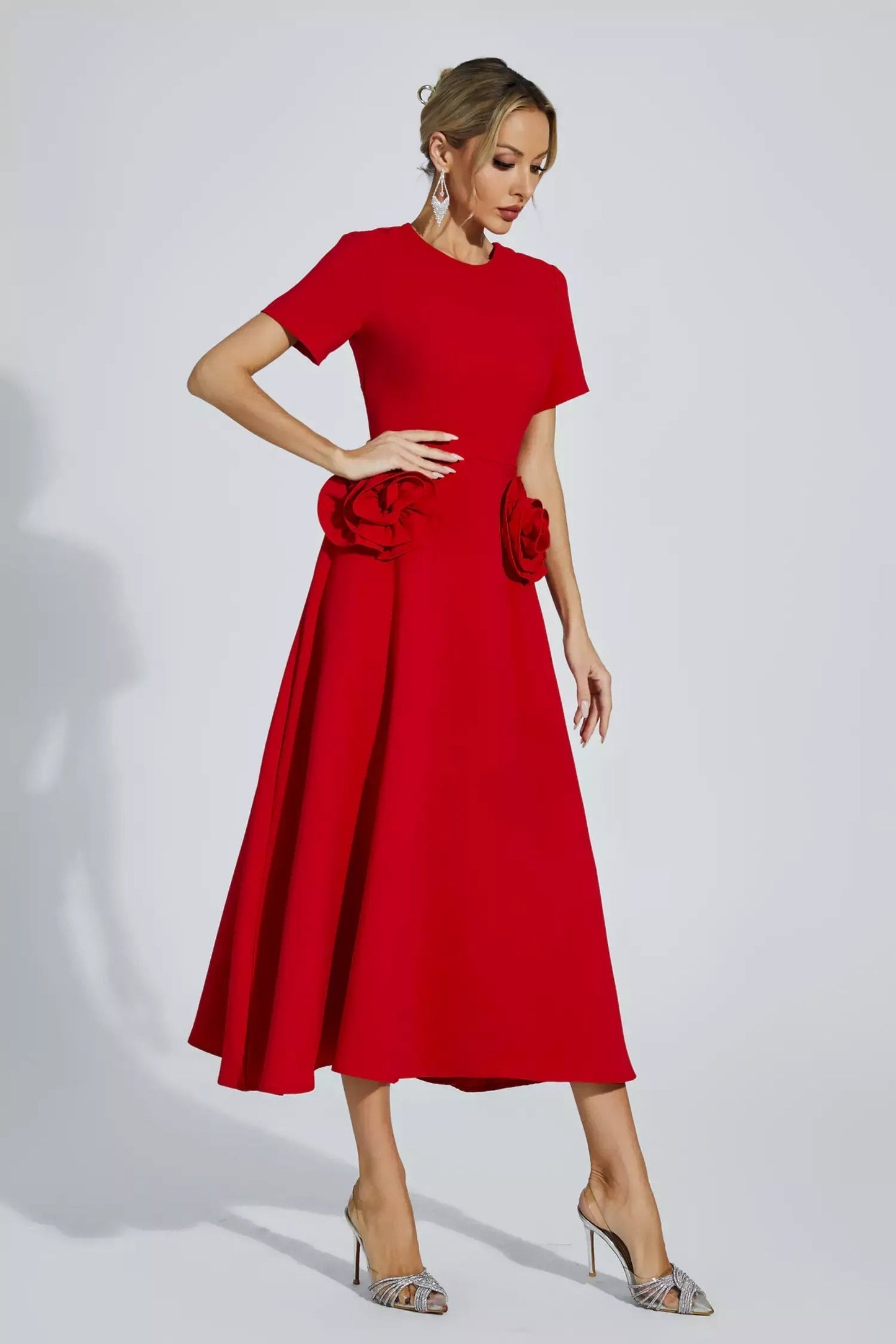 Sol® | Grace Short-Sleeved Midi Dress With Floral