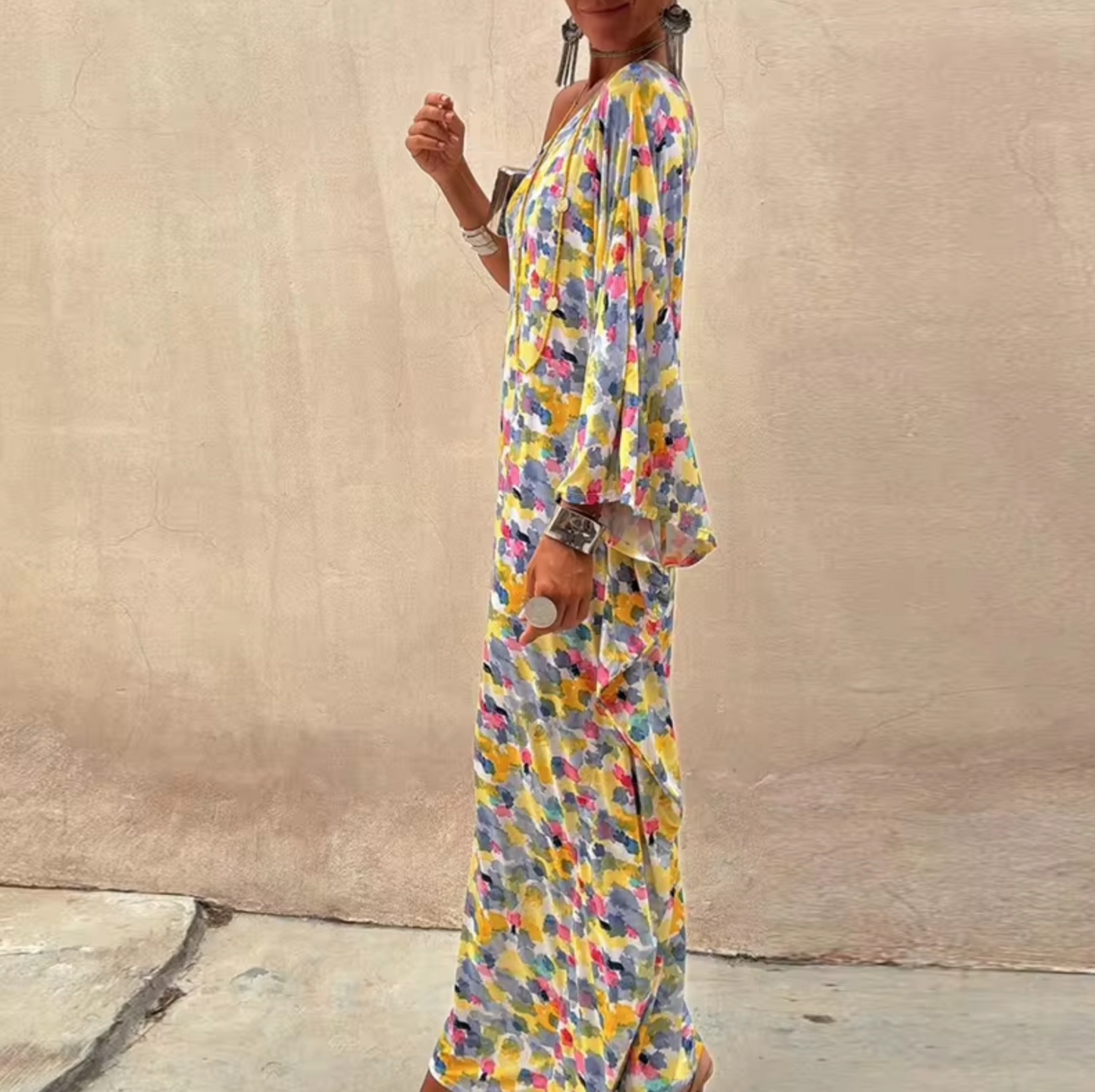 Rosetta® | Floral Print One Shoulder Maxi Dress