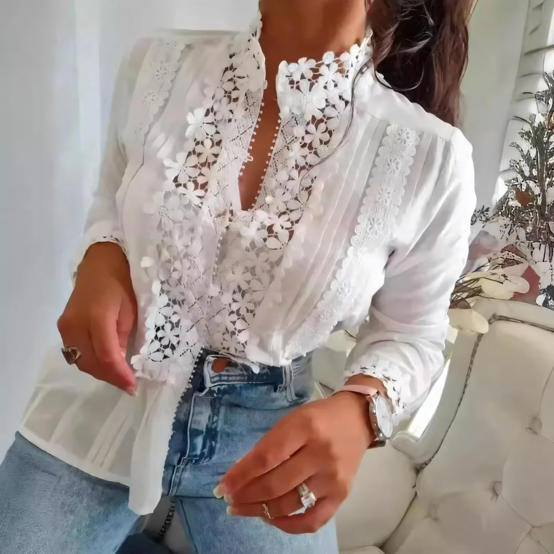 Isabelle® | Floral Blouse With Lace Pattern