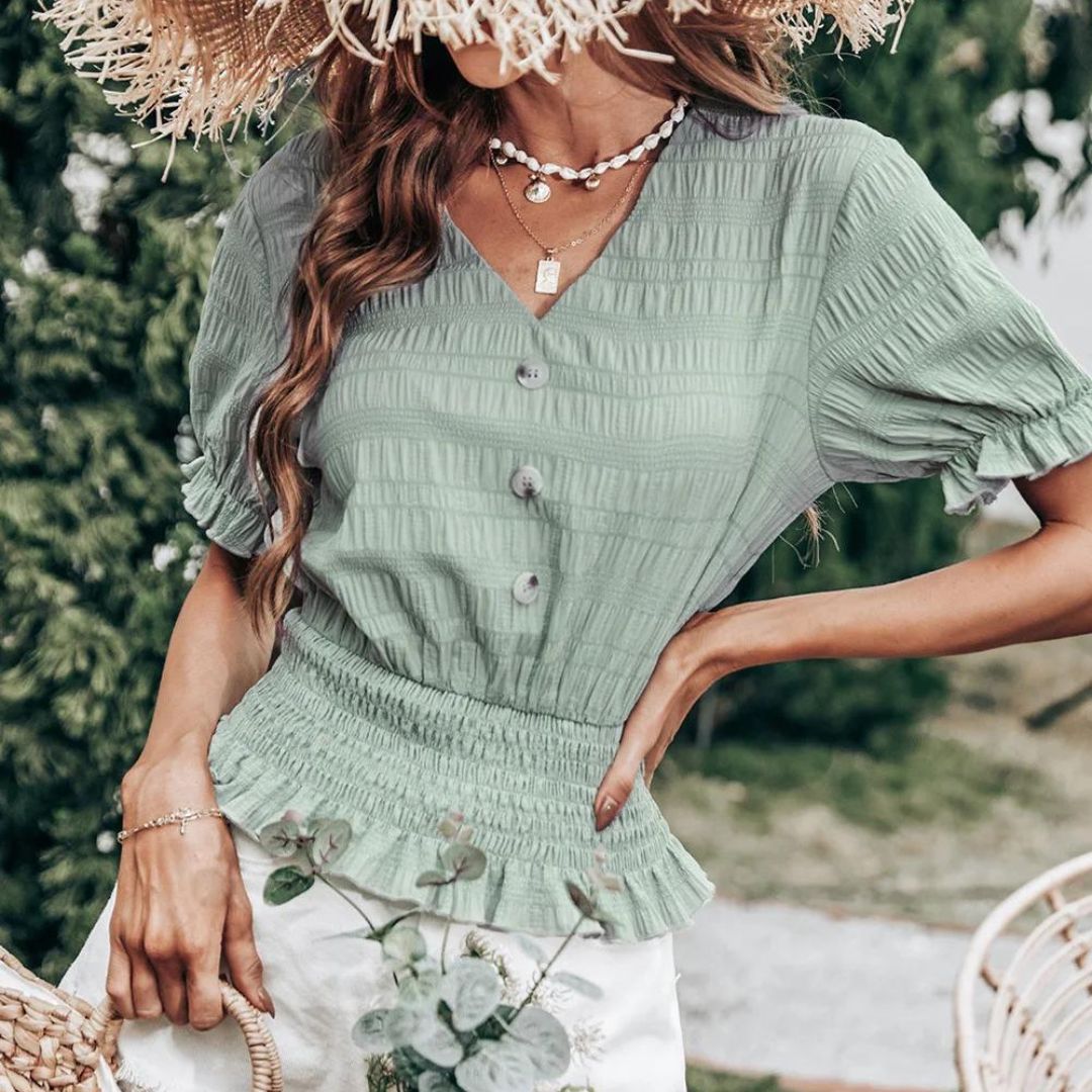 Keyla® | Blouse With Button Closure And Peplum