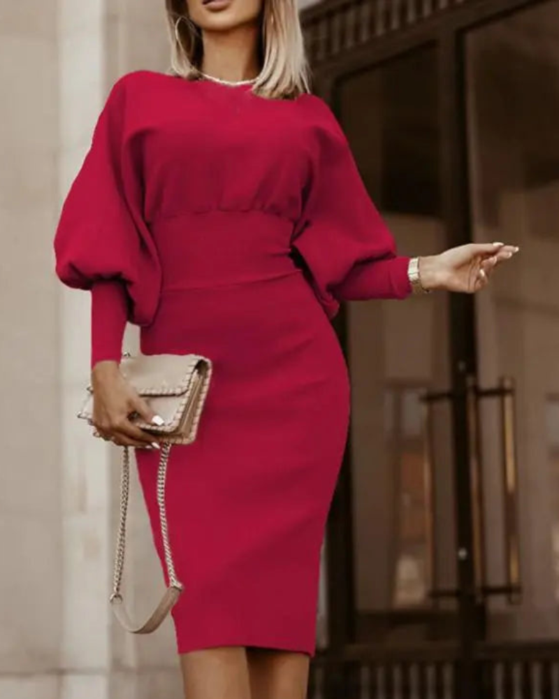 Naomi® | Elegant Midi Dress With Puff Sleeves