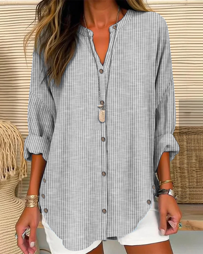 Betty | Stylish Loose Fit Long Sleeve Button-Up Blouse for Women