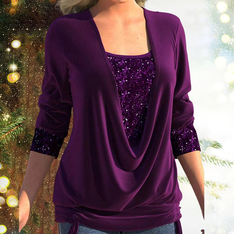 Buce® | Women'S Blouse Long Sleeves And Sequins, Elegant And Comfortable Fit