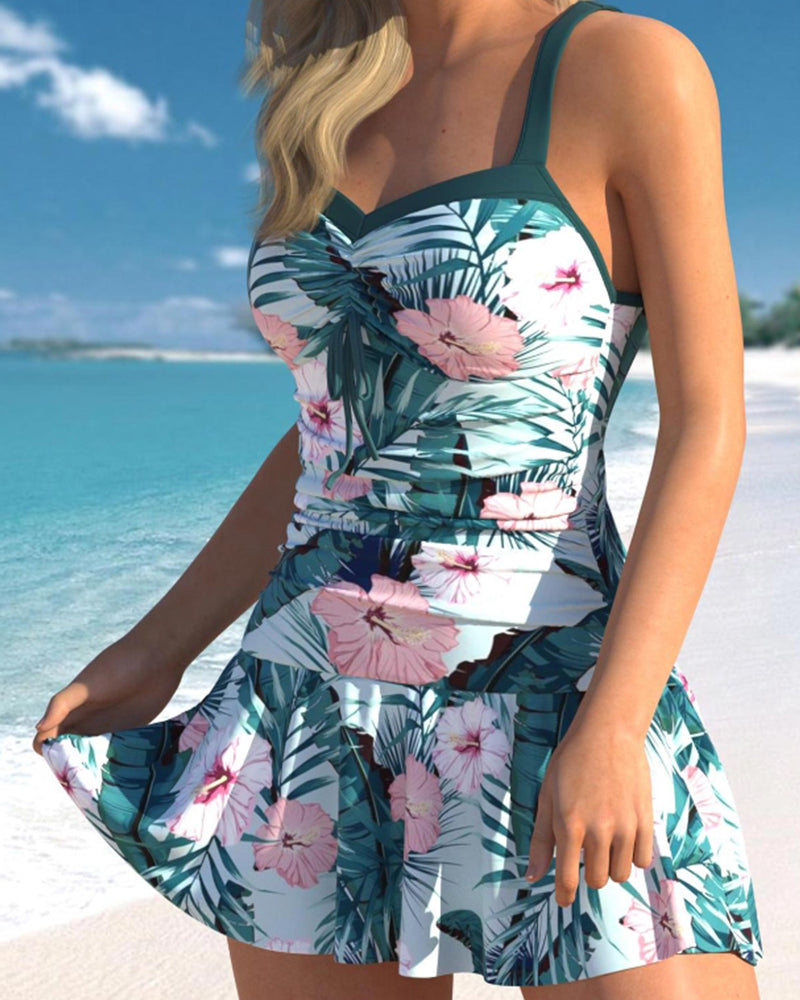 Lilian® | Tropical Swimsuit With Floral Skirt