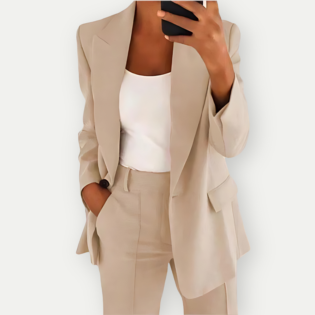 Erika® | Solid color blazer and pants set for women