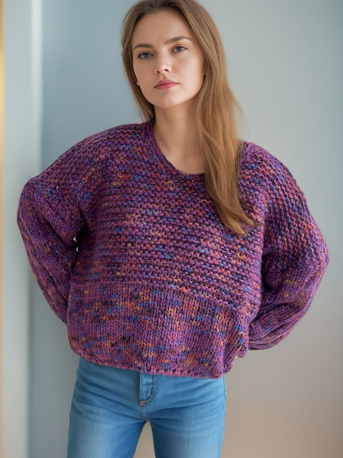 Iliana | Long-sleeved sweater with low shoulders