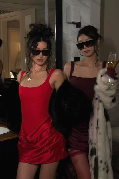 Sexy Boned Tie Cami Party Dress