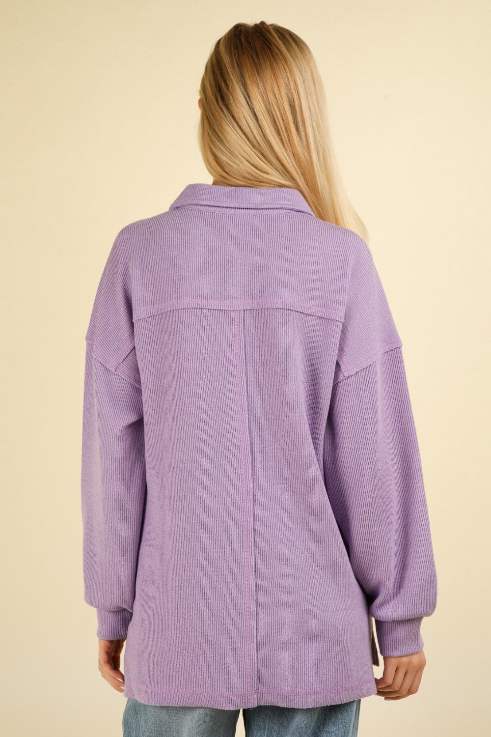 Amelia | Half button knit top with collar and pockets