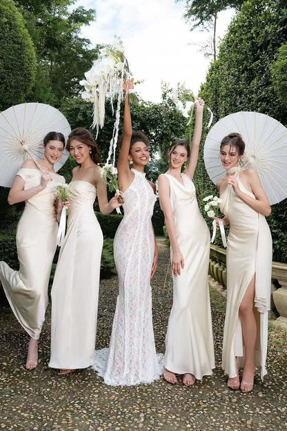 Vintage Lace Off Shoulder Mermaid Train Reception Dress