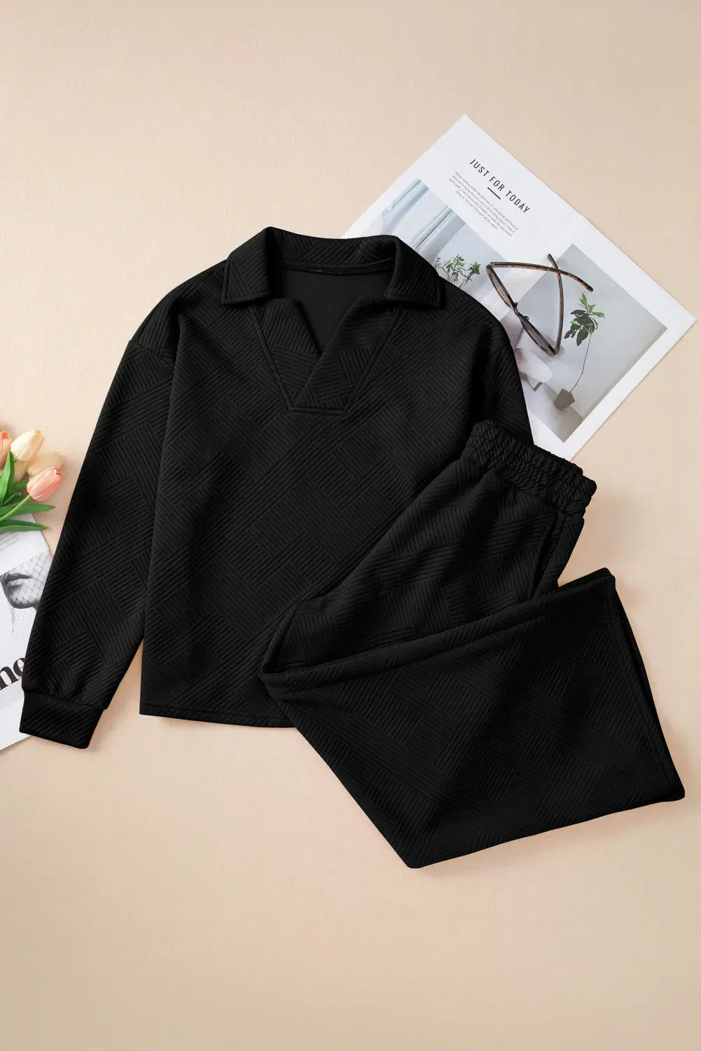 Viola | Set of structured long-sleeved shirt and drawstring trousers