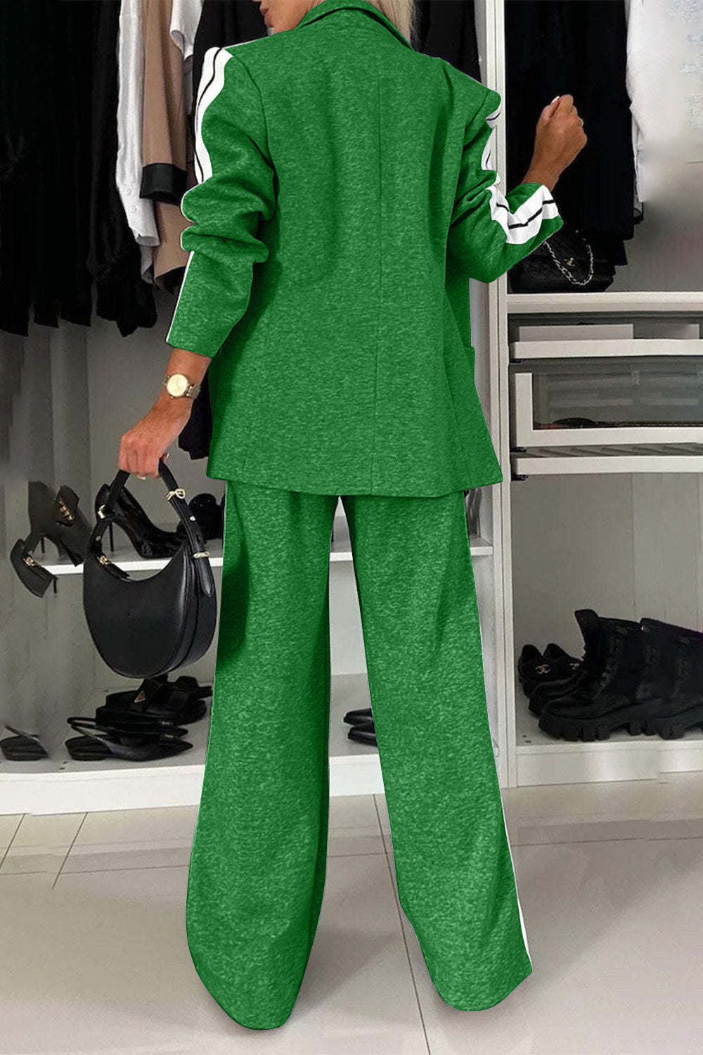 Frieda | Complete top and trousers set with contrast lapel collar