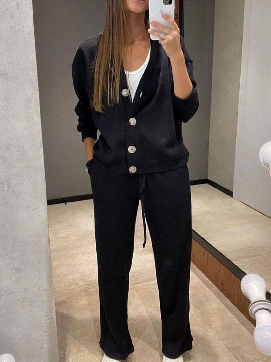 Hedwig | Full size button down long sleeve top and pants set