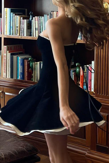 Velvet Bustier A-line Cocktail Dress