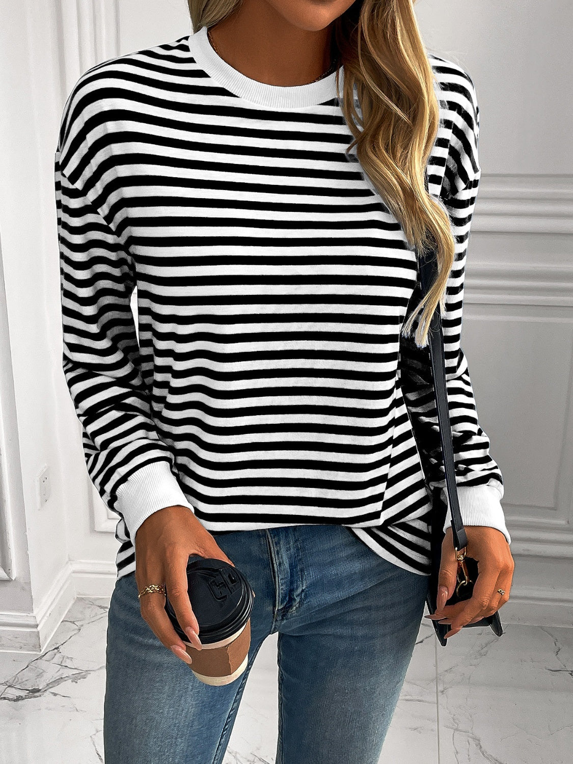 Constance | Ivy Lane striped long sleeve crew neck sweatshirt