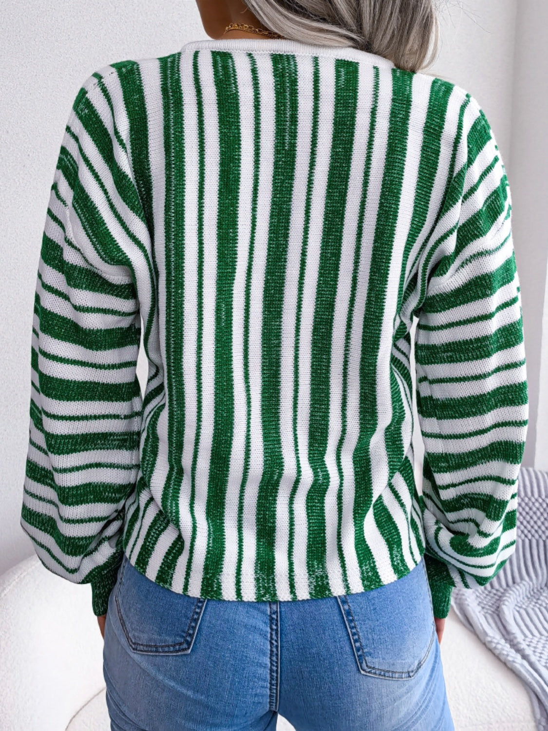 Isadora | Striped long-sleeved sweater with lacing