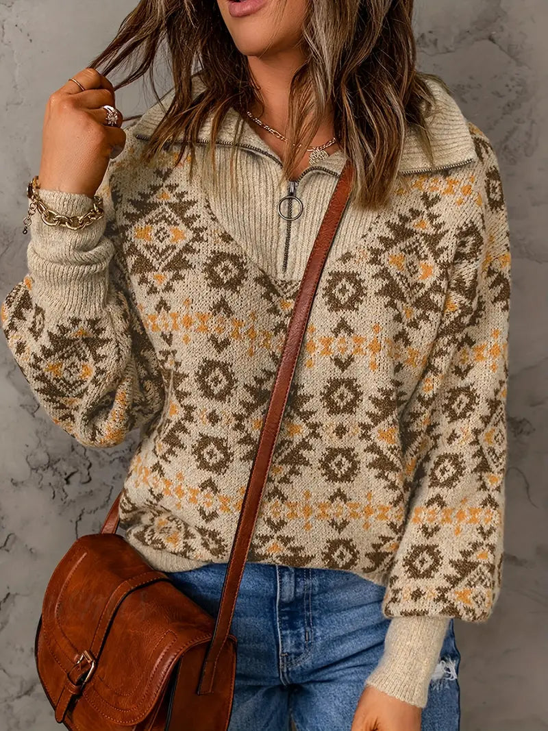 Jennifer | Knitted sweater with zip at the neck