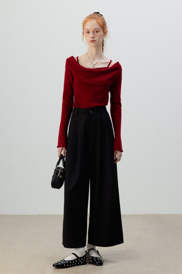 Burgundy Mock Two Piece Knit Top