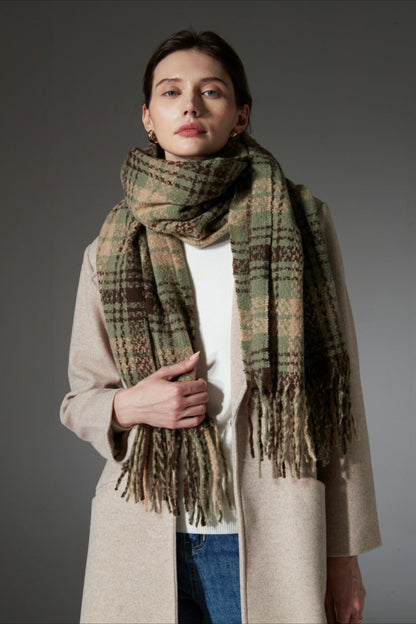 Plaid Fringe Scarf