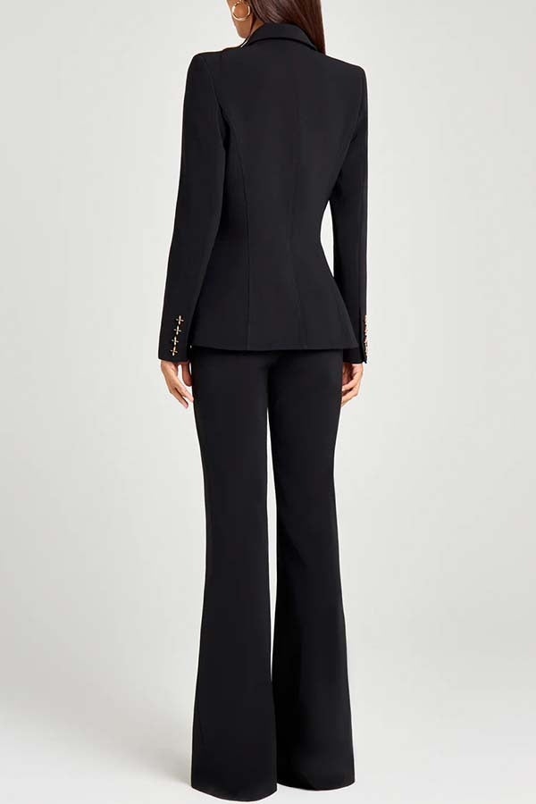 Metal Button Long Sleeve Blazer