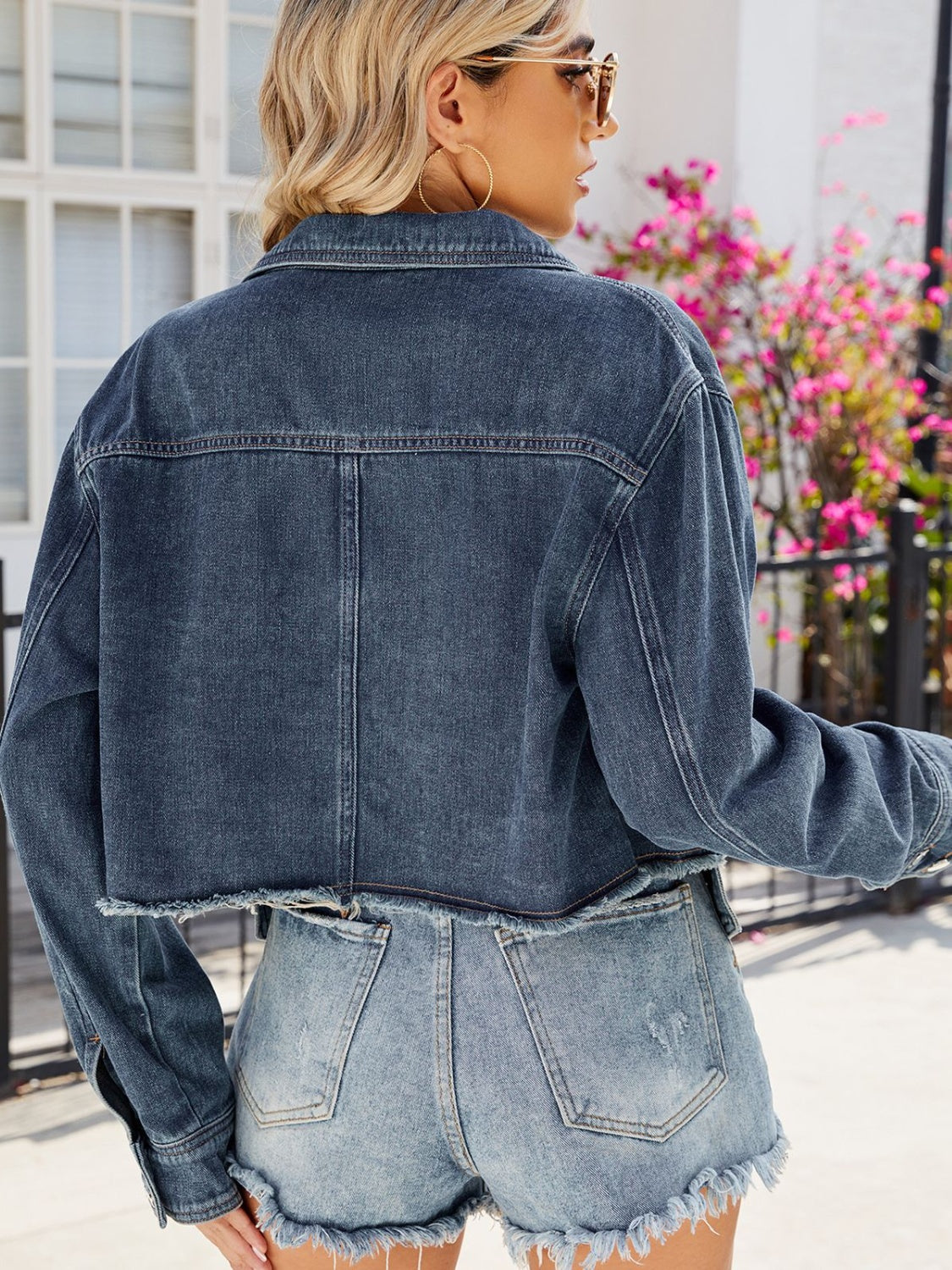 Ilse | Long sleeve denim jacket with buttons and pockets