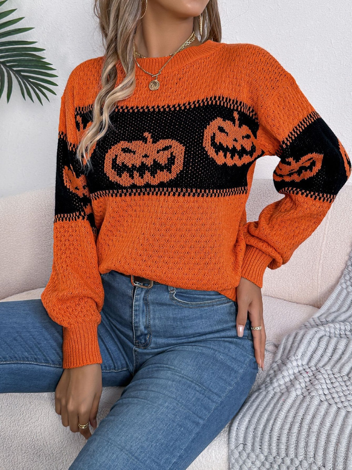 Elsa | Pumpkin long sleeve crew neck sweater