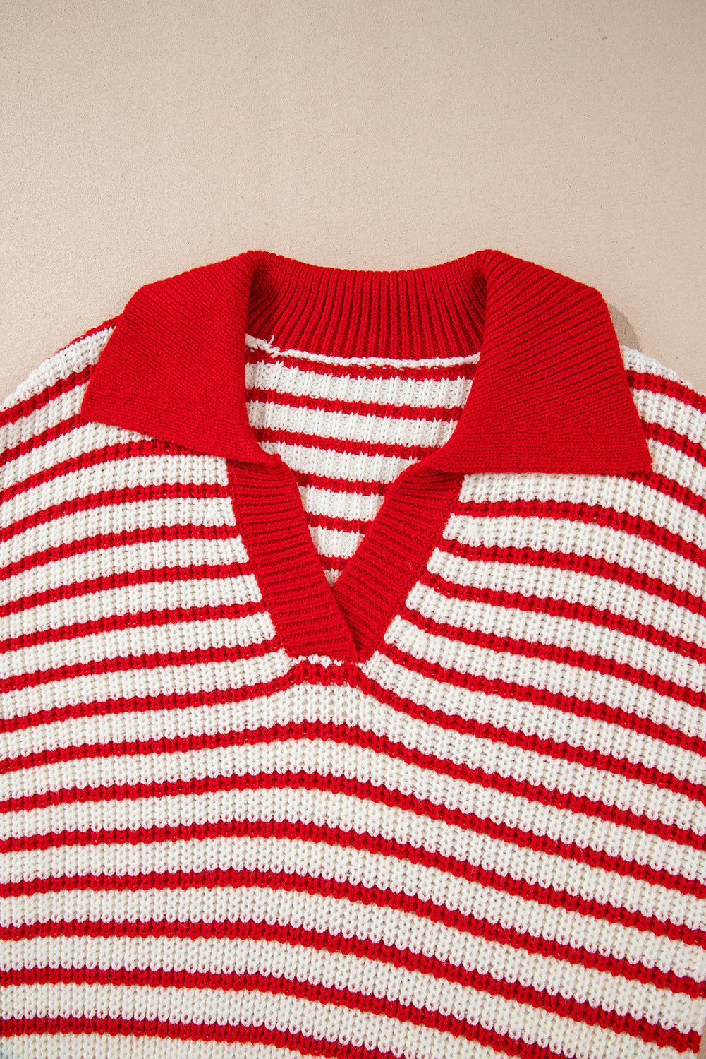 Lorena | Striped long-sleeved sweater with Johnny collar