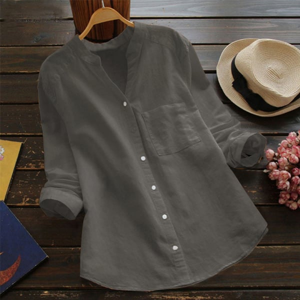 Pilar® | Stylish Linen Long Sleeve Blouse