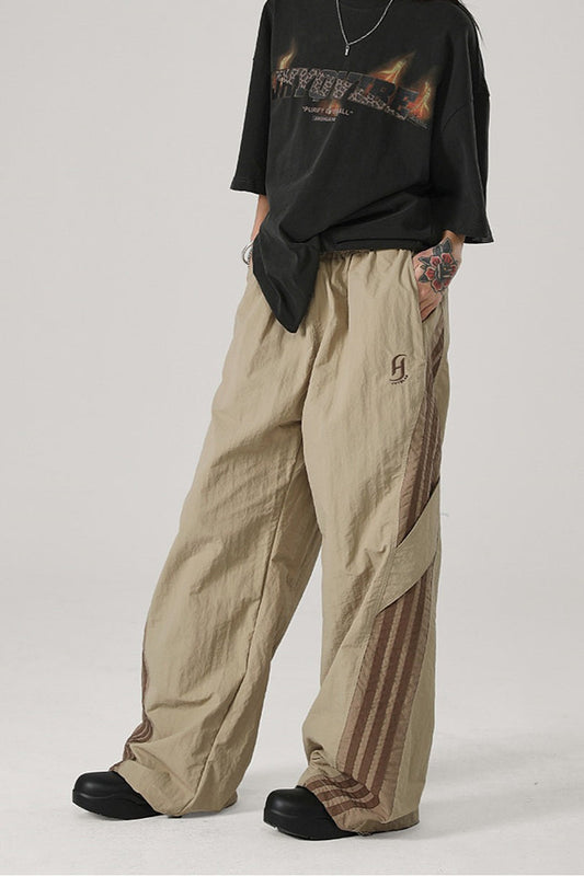Color Block Stripe Quick Dry Loose Casual Pants