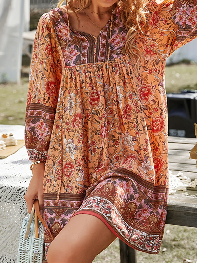 Kristen® | Elegant Half-Sleeve Floral Dress
