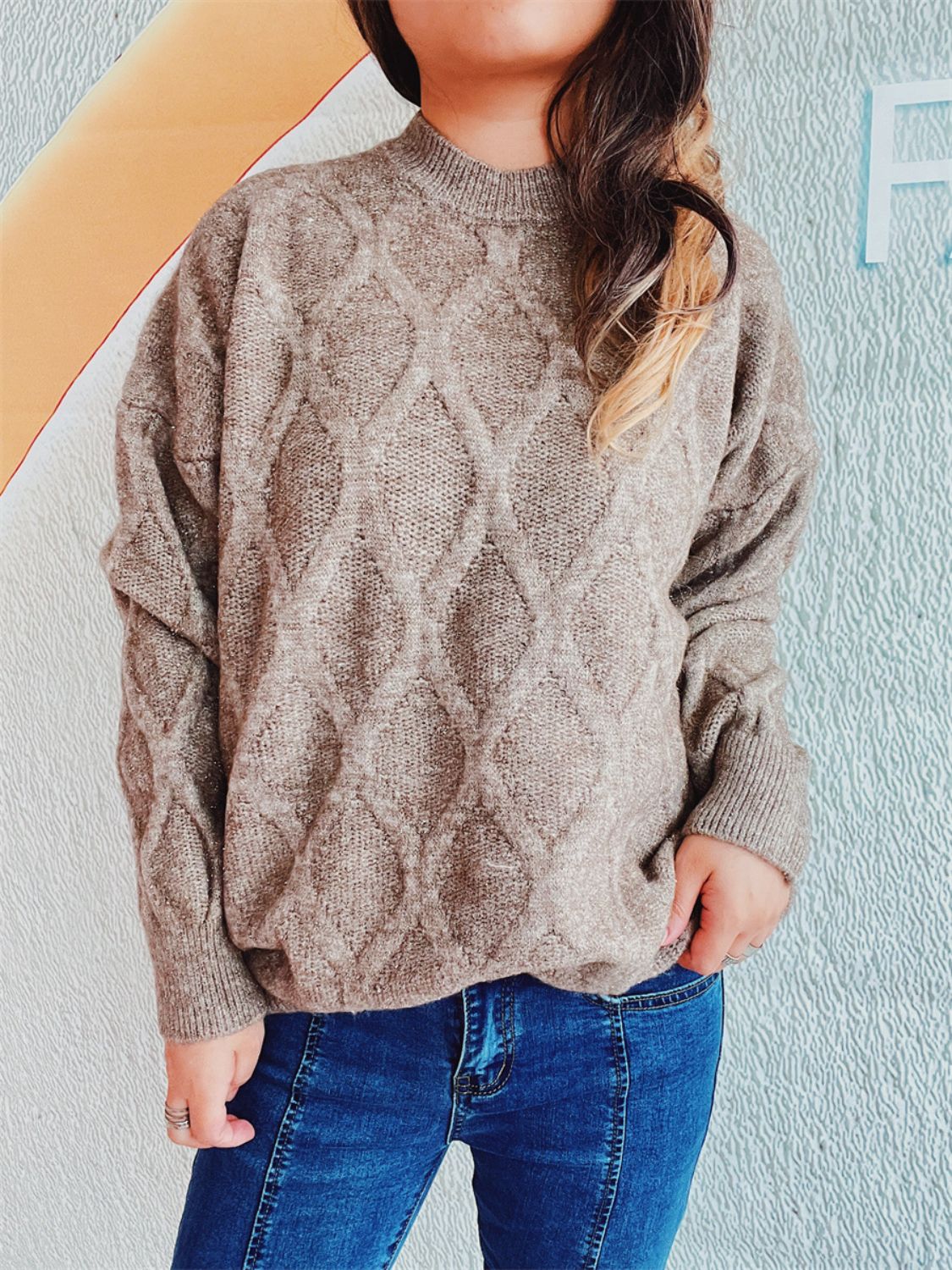 Laura | Diamond sweater with a crew neck and long sleeves