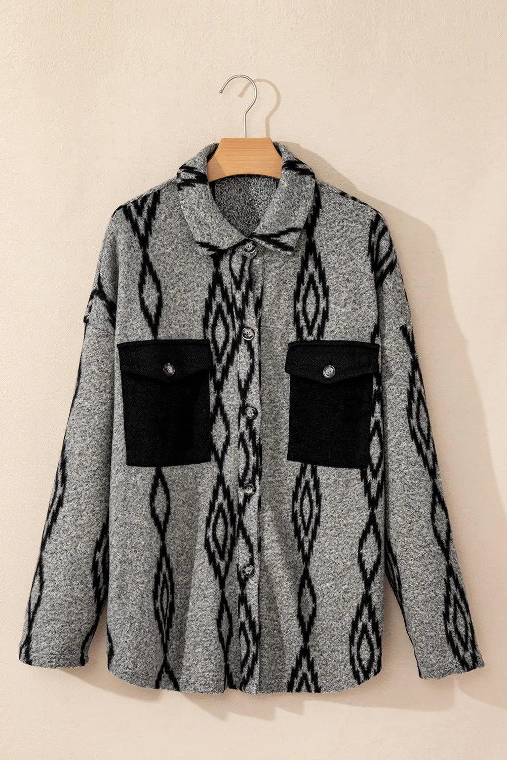 Juliana | Buttoned geometric shirt jacket with collar and pockets