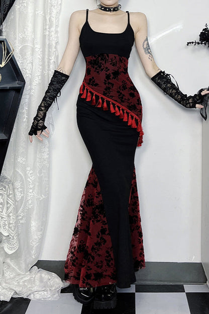 Tassel Lace Strap Gothic Dress