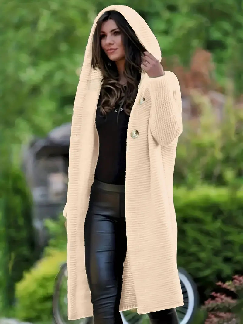 Cristina | Long knitted cardigan with hood
