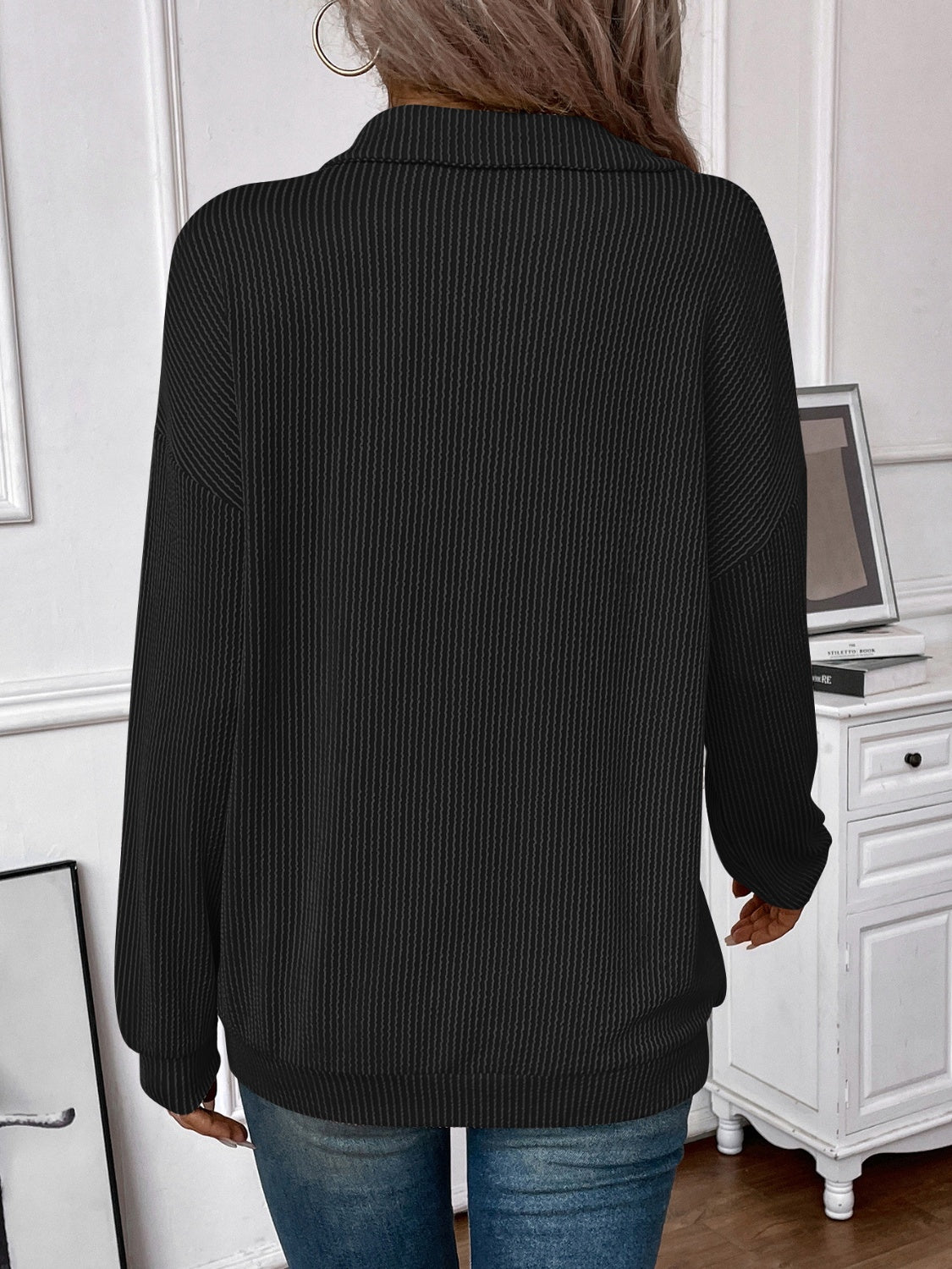 Josefina | Double Take striped long sleeve half zip t-shirt