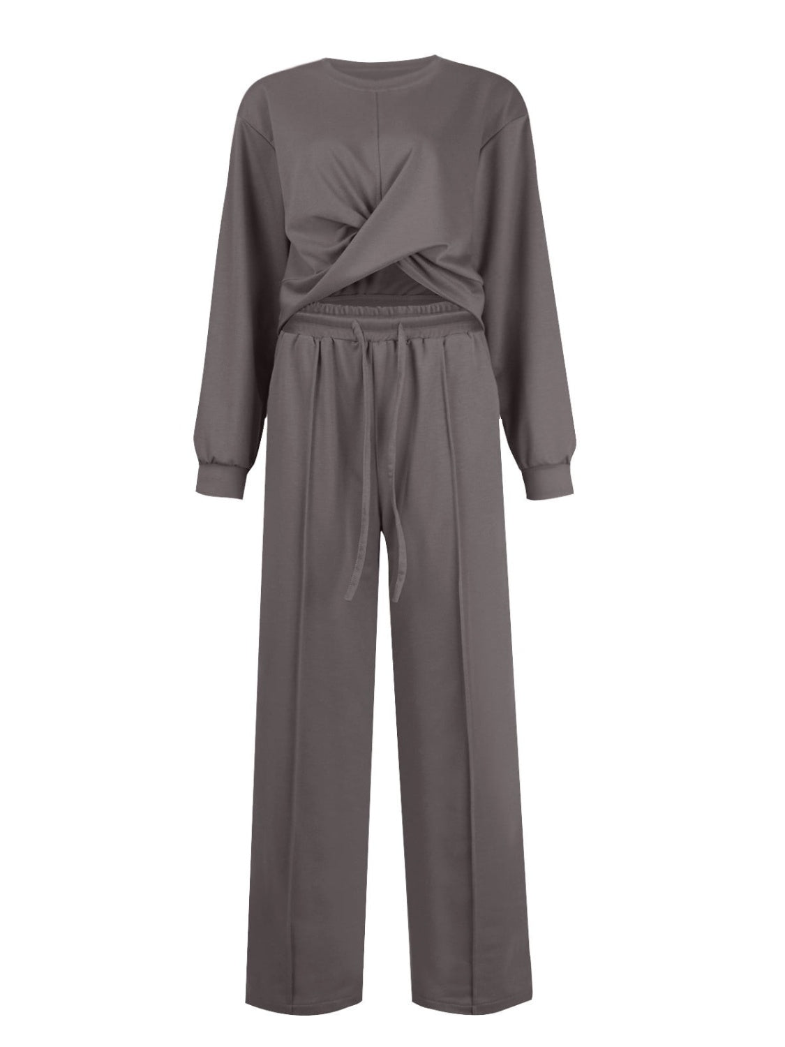 Gina | Set consisting of a crossover crew neck top and drawstring trousers