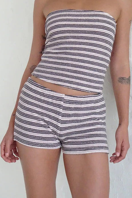 Casual Chic Stripe Skinny Low Waist Shorts
