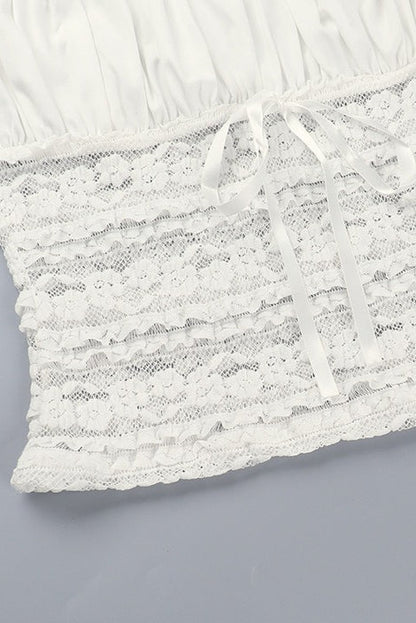 Sexy Bow Ruffle Lace Sheer Cami Top