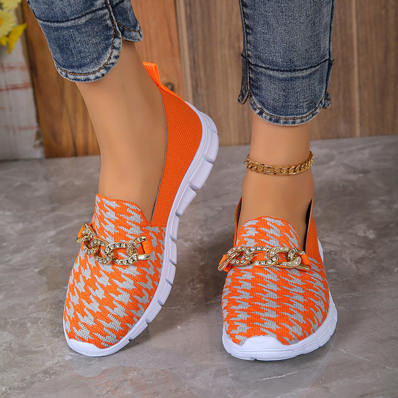 Renata® | Fashion Houndstooth Print Chain Mesh Shoes
