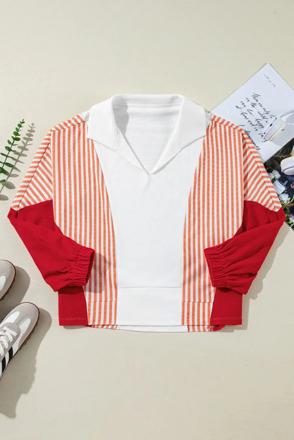 Frieda | Striped long-sleeved collared sweatshirt