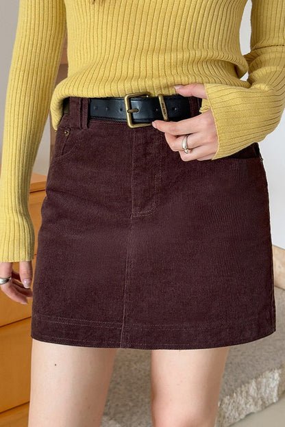 Retro Corduroy A-Line Skirt