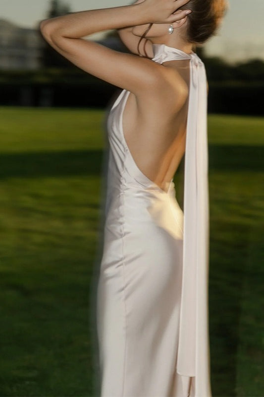 Sexy Satin Backless Sleeveless Party Dress