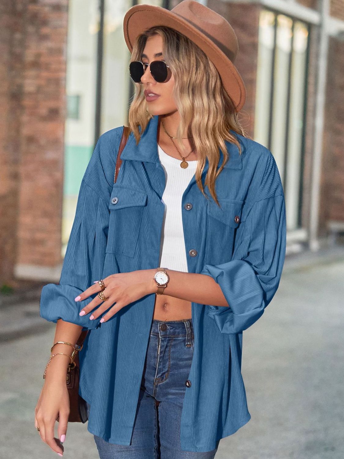 Eva | Long sleeve shirt with buttoned collar and collar