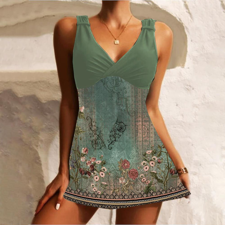 Kimberley® | Retro Swimwear In Green Sleeveless Style