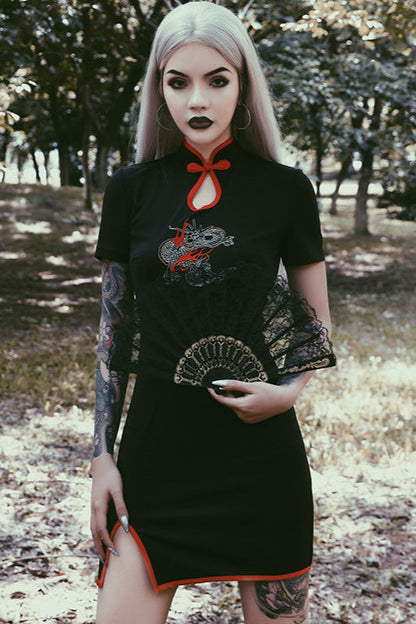 High Waist Cheongsam Gothic Dress