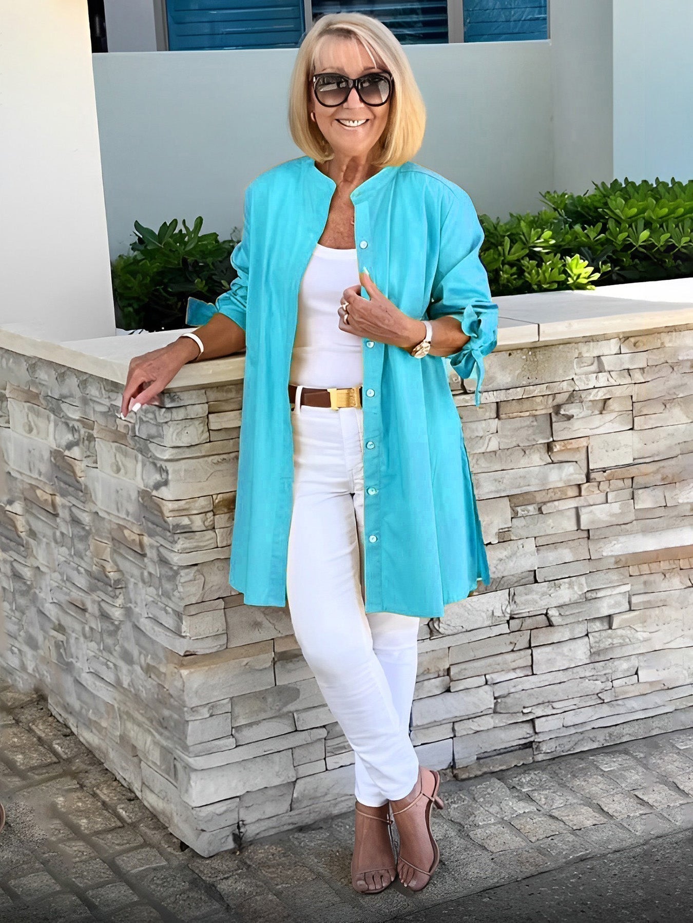 Imelda | Long, simple cotton shirt