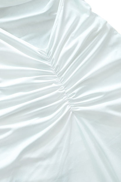 Solid Off Shoulder Ruched Formal Dress