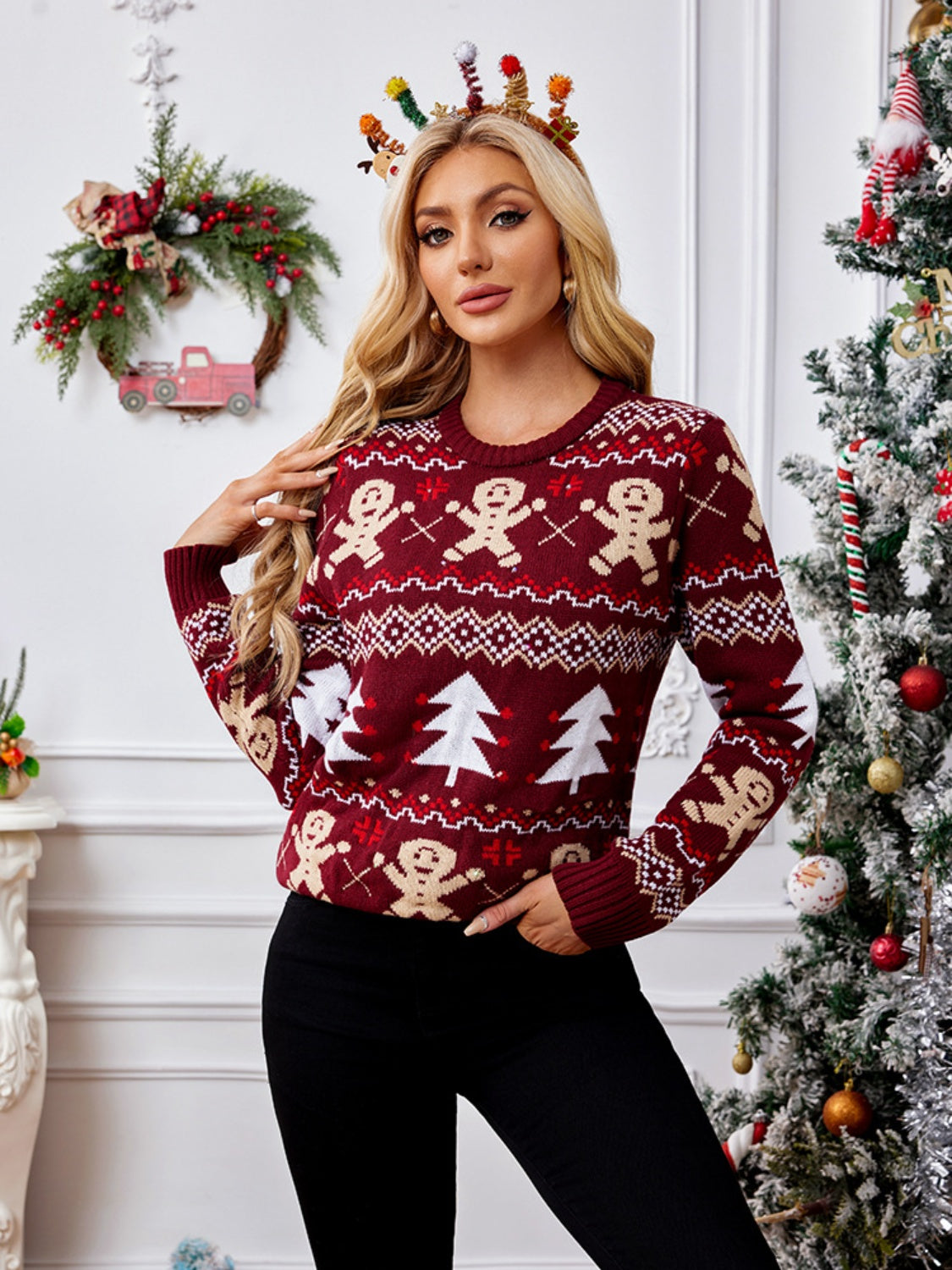 Sabina | Gingerbread long sleeve crew neck sweater