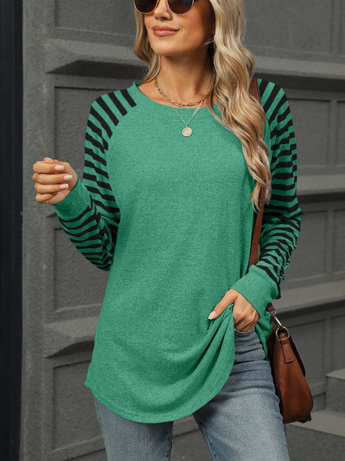 Kristin | Striped long-sleeved crew neck t-shirt